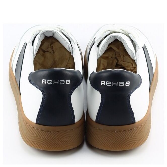 Rehab Rehab zack leather Wit 0781 withe blue Rehab zack leather wit heren sneakers | Theo Jansen Schoenen
