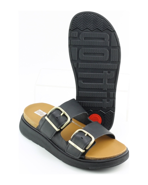 FitFlop TM Gen FF Buckle Two-Bar Slides he8 ZWART
