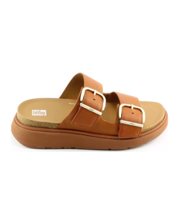 FitFlop TM Gen FF Buckle Two-Bar Slides he8 slippers cognac