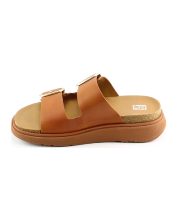 FitFlop TM Gen FF Buckle Two-Bar Slides he8 slippers cognac
