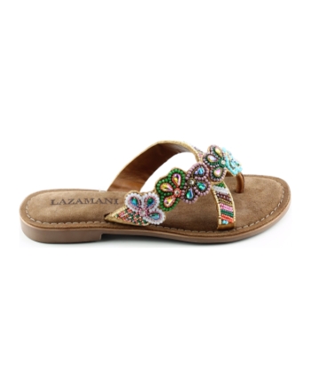 Lazamani beads flower slippers multicolor