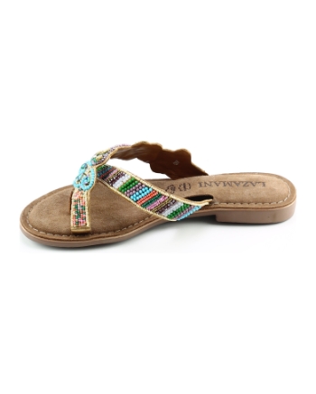 Lazamani beads flower slippers multicolor