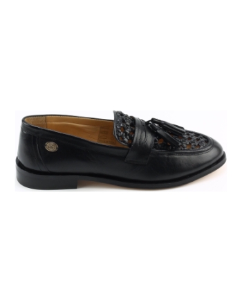 Fred de la bretoniere fairy woven instappers en loafers zwart