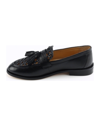 Fred de la bretoniere fairy woven instappers en loafers zwart