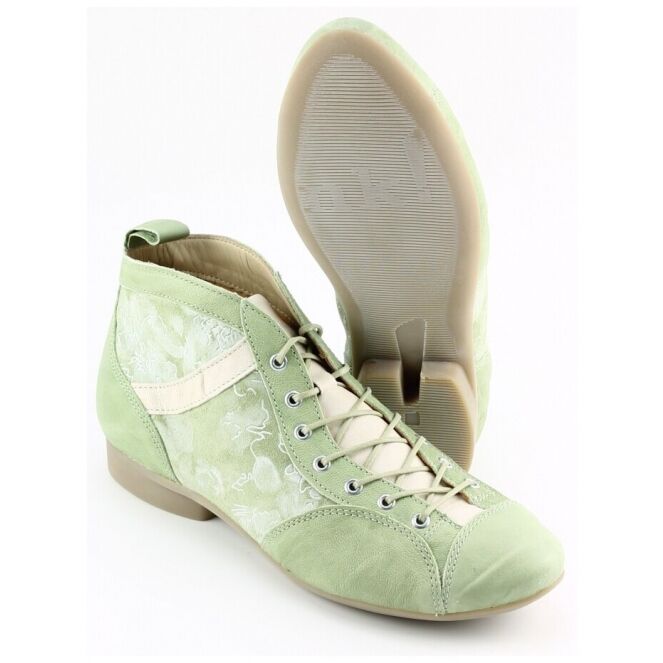 Think Think 3-000618 Groen aloe combi Think 3-000618 groen dames veterboots | Theo Jansen Schoenen